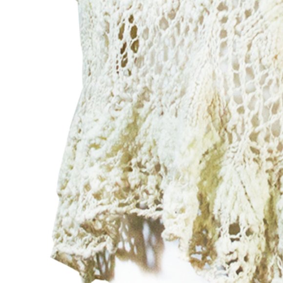 Free People Boho Ivory Open Crochet Top Sweater L - Picture 3 of 12